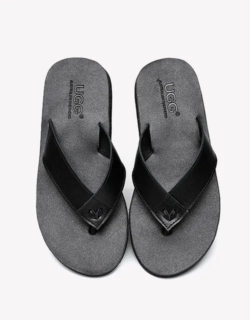 Australian Shepherd Murphy Unisex Leather Slides Thong