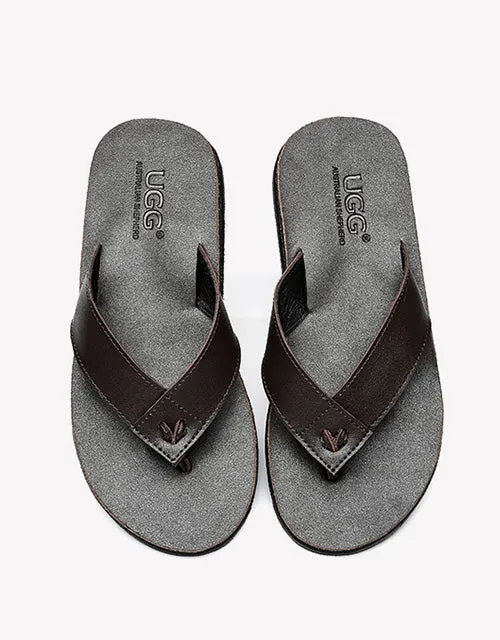 Australian Shepherd Murphy Unisex Leather Slides Thong