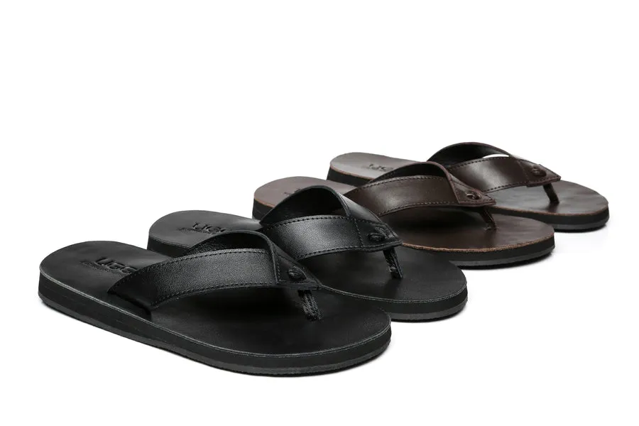 Australian Shepherd Murphy Unisex Leather Slides Thong
