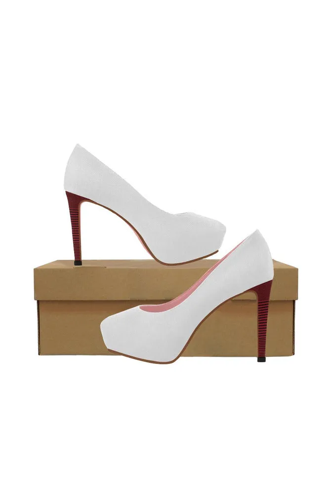 Crimson Heel Accented White Women's High Heels