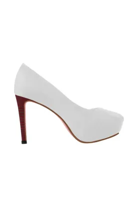 Crimson Heel Accented White Women's High Heels