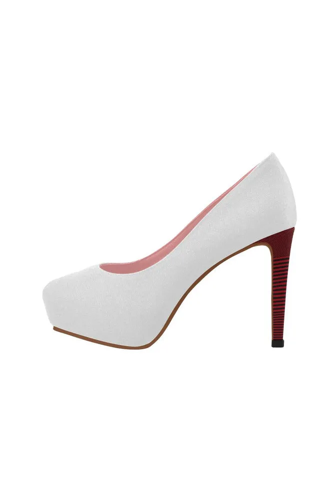 Crimson Heel Accented White Women's High Heels