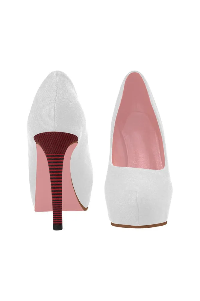Crimson Heel Accented White Women's High Heels