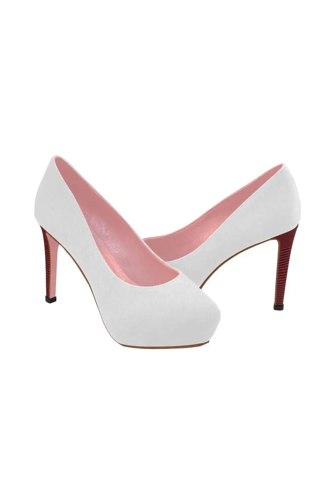 Crimson Heel Accented White Women's High Heels