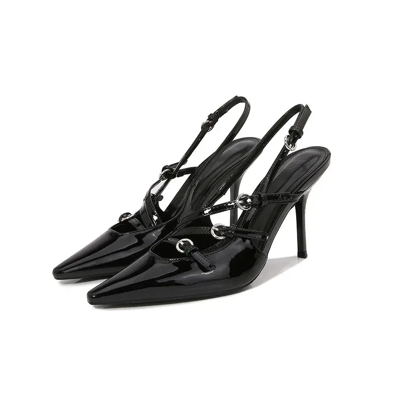 Hnzxzm 2024 Trend Wine Heels for Women Burgundy Dark Cherry Purple Red Pointed Toe Slingback Pumps Shoes Spring