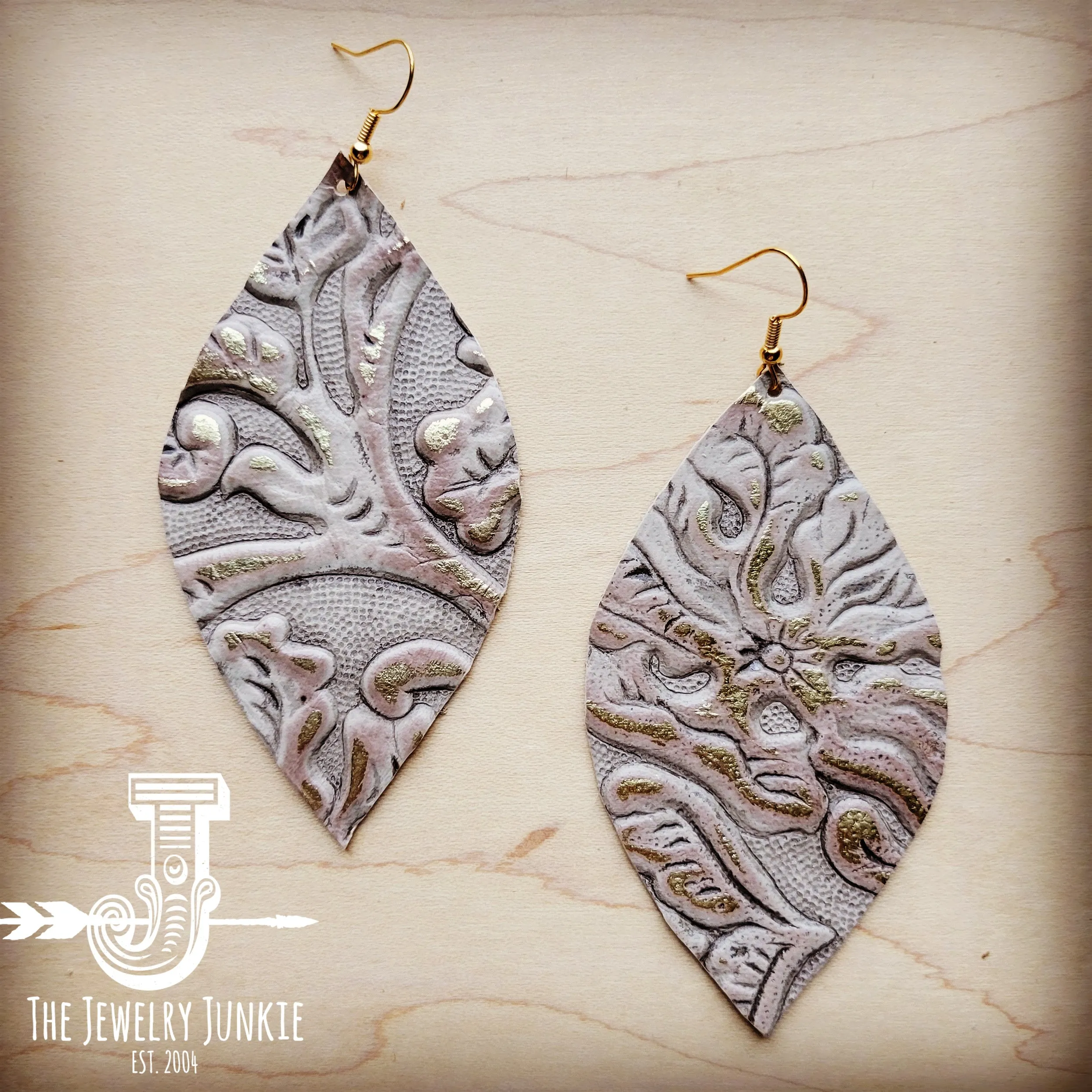 Leather Oval Earrings- Gilded Cowboy 207h