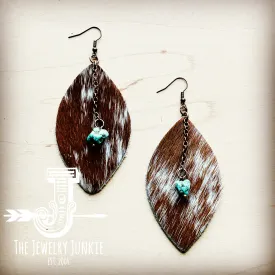 Leather Oval w/ Turquoise Drop in Speckled Hair-on-Hide 218c