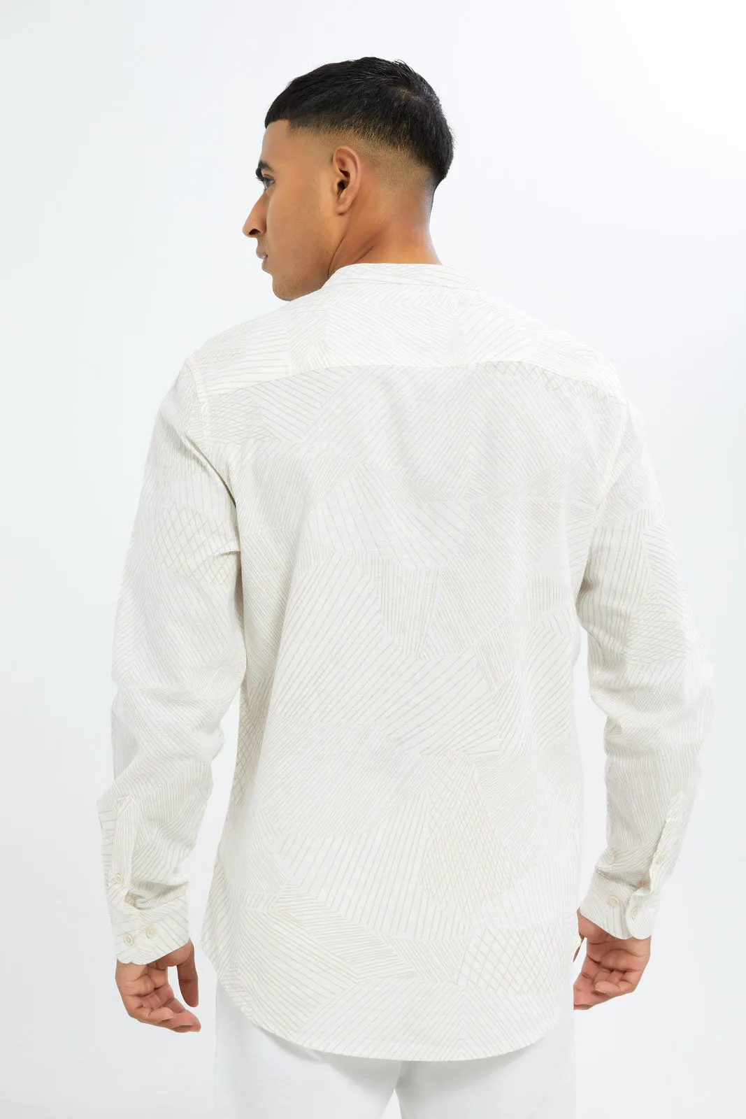 Men Beige Mandarin Shirt