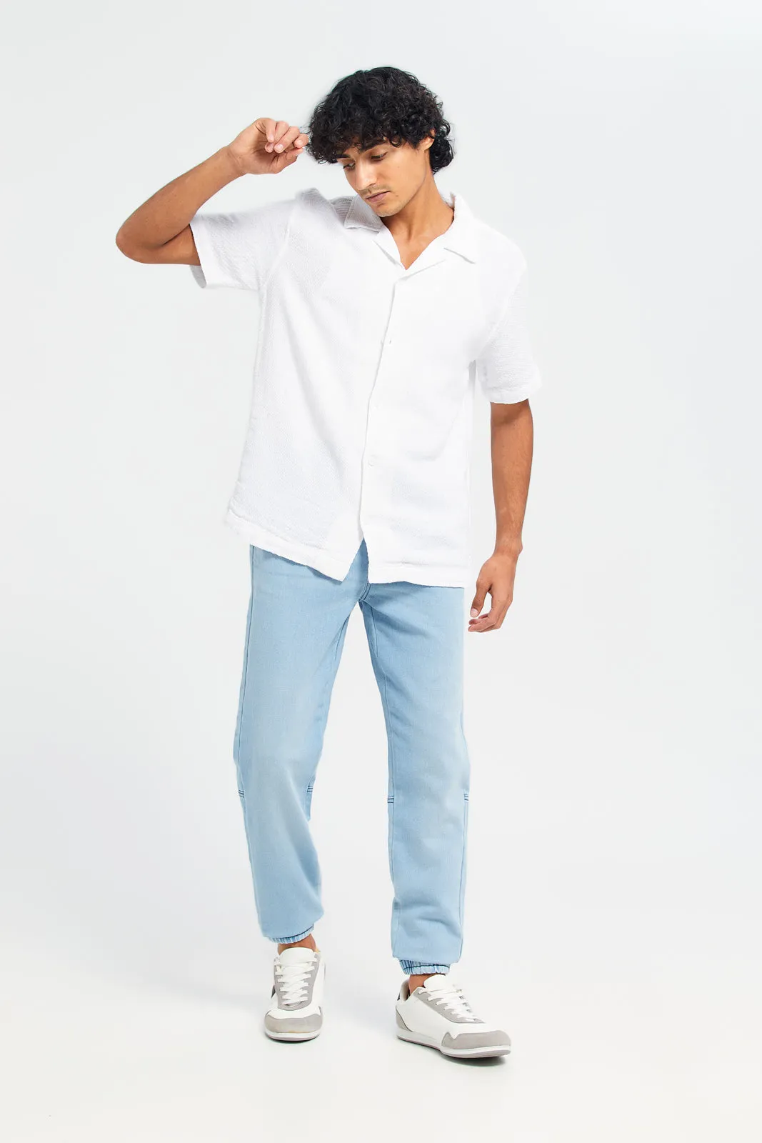 Men Blue Denim Joggers