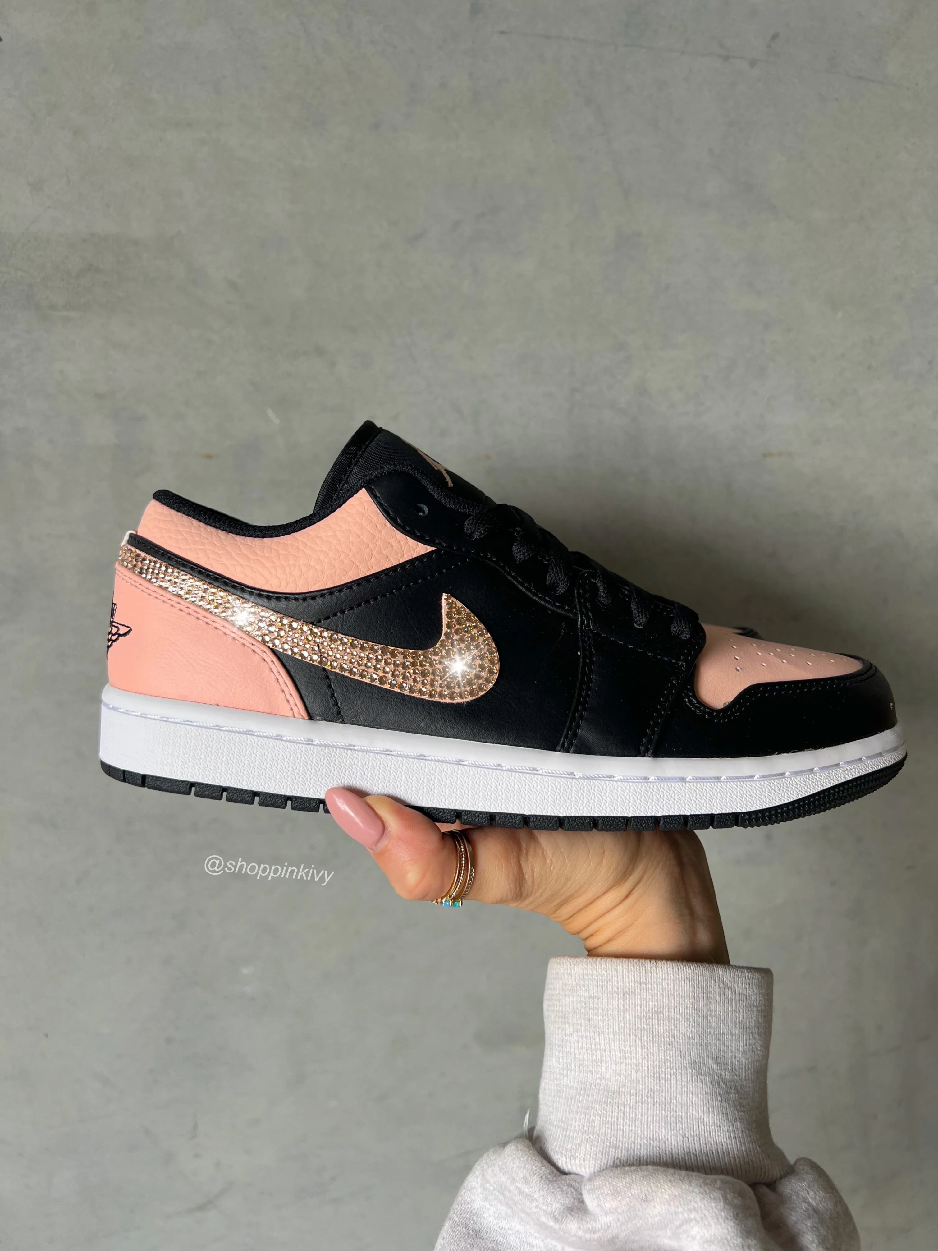 RARE Peach Pink Swarovski Women’s Air Jordan 1 Low Shoes