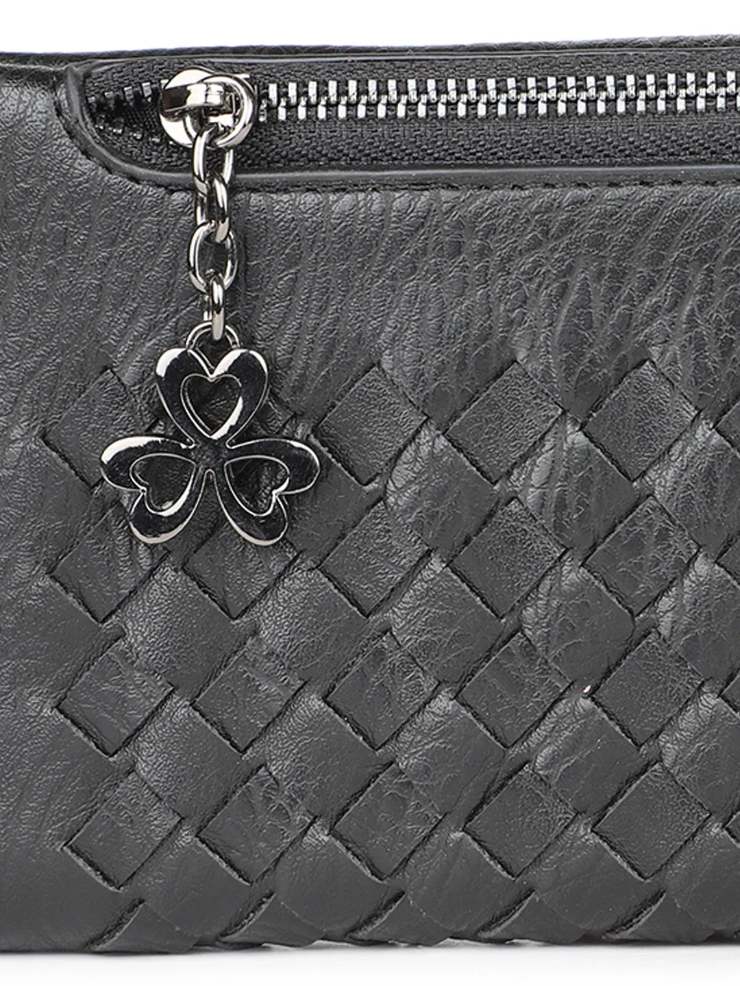 Women Black Solid Two Fold Wallet
