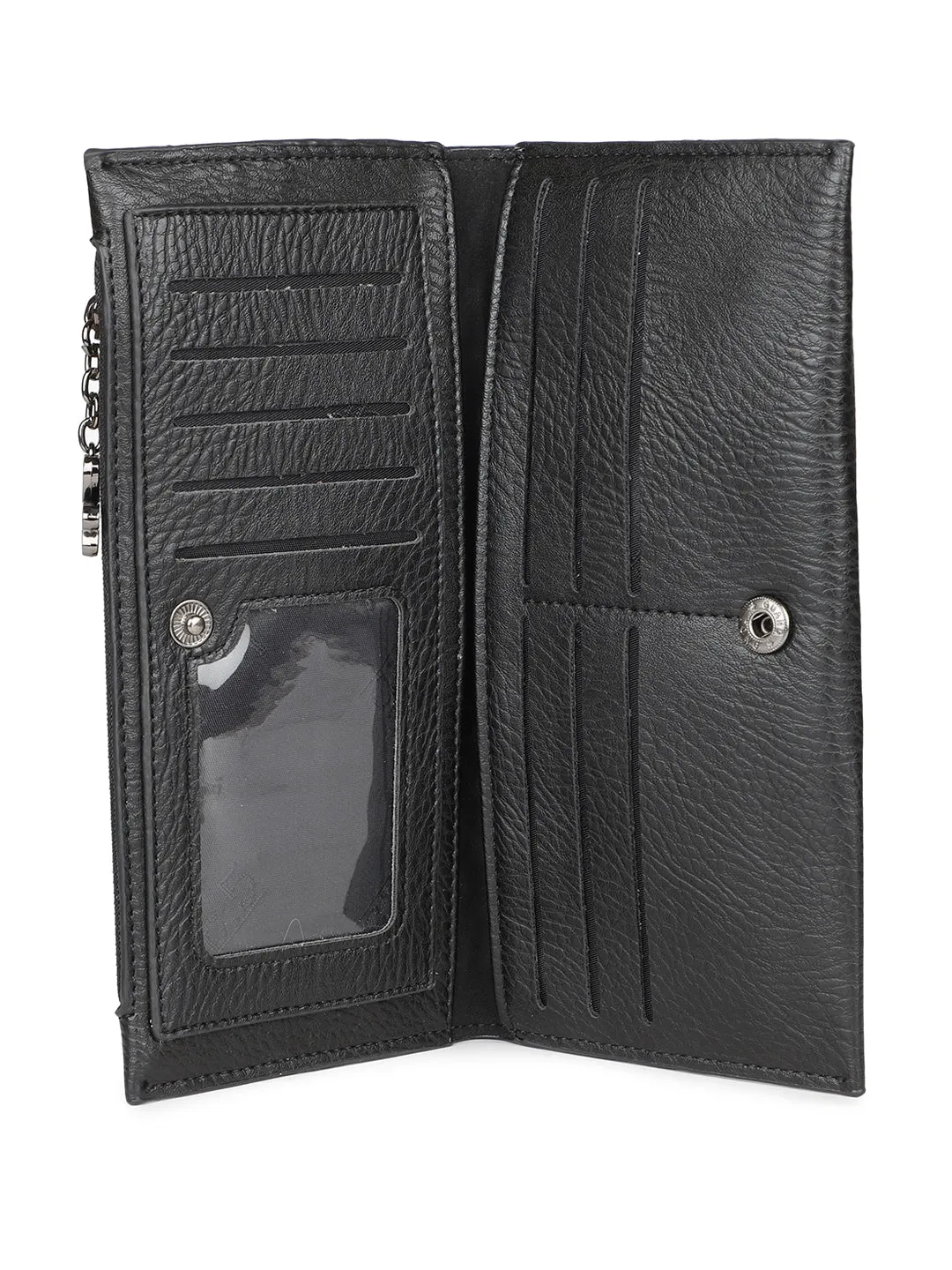 Women Black Solid Two Fold Wallet